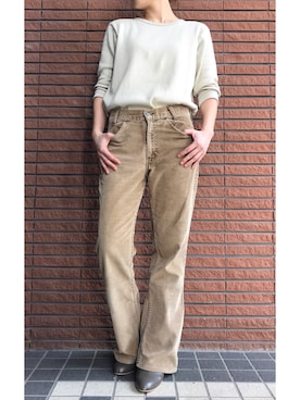 「KAMILI（カミリ）の[KAMILi / カミリ] HONEYCOMB THERMAL TOP 	（Tシャツ/カットソー、ホワイト系）」を使った、KAMILi tomoko ogawaさん（レディース・157cm）の春コーディネート