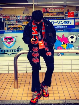 「アイテム（ポーチ）」を使った、末期さん（メンズ・179cm）の冬コーディネート