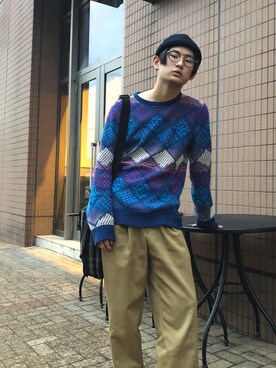 「STUDIOUS（ステュディオス）の【STUDIOUS】グルカワイドストレートパンツ（その他パンツ、イエロー系）」を使った、Goukiさん（メンズ・173cm）の秋コーディネート