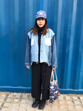 「NIKE（ナイキ）のアイテム（スニーカー、ブラック系）」を使った、D酱さん（レディース・170cm）の冬コーディネート