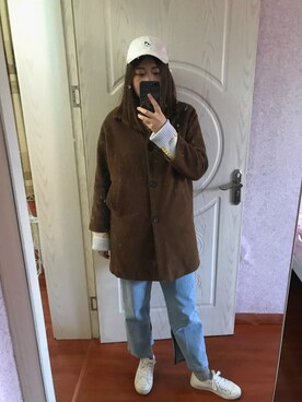 「MUJI Labo（ムジラボ）のアイテム（スニーカー、ホワイト系）」を使った、D酱さん（レディース・170cm）の春コーディネート