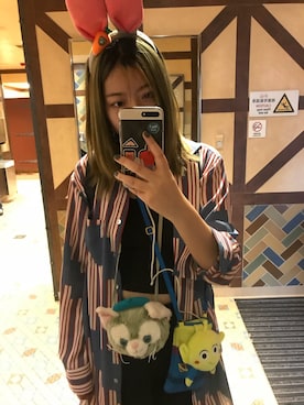 「Disney（ディズニー）のアイテム（ショルダーバッグ、その他）」を使った、D酱さん（レディース・170cm）の夏コーディネート