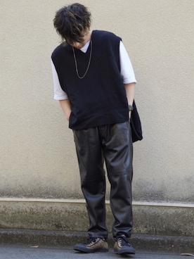 「stein（シュタイン）のアイテム（ベスト）」を使った、やなしゅんさん（メンズ・169cm）の夏コーディネート