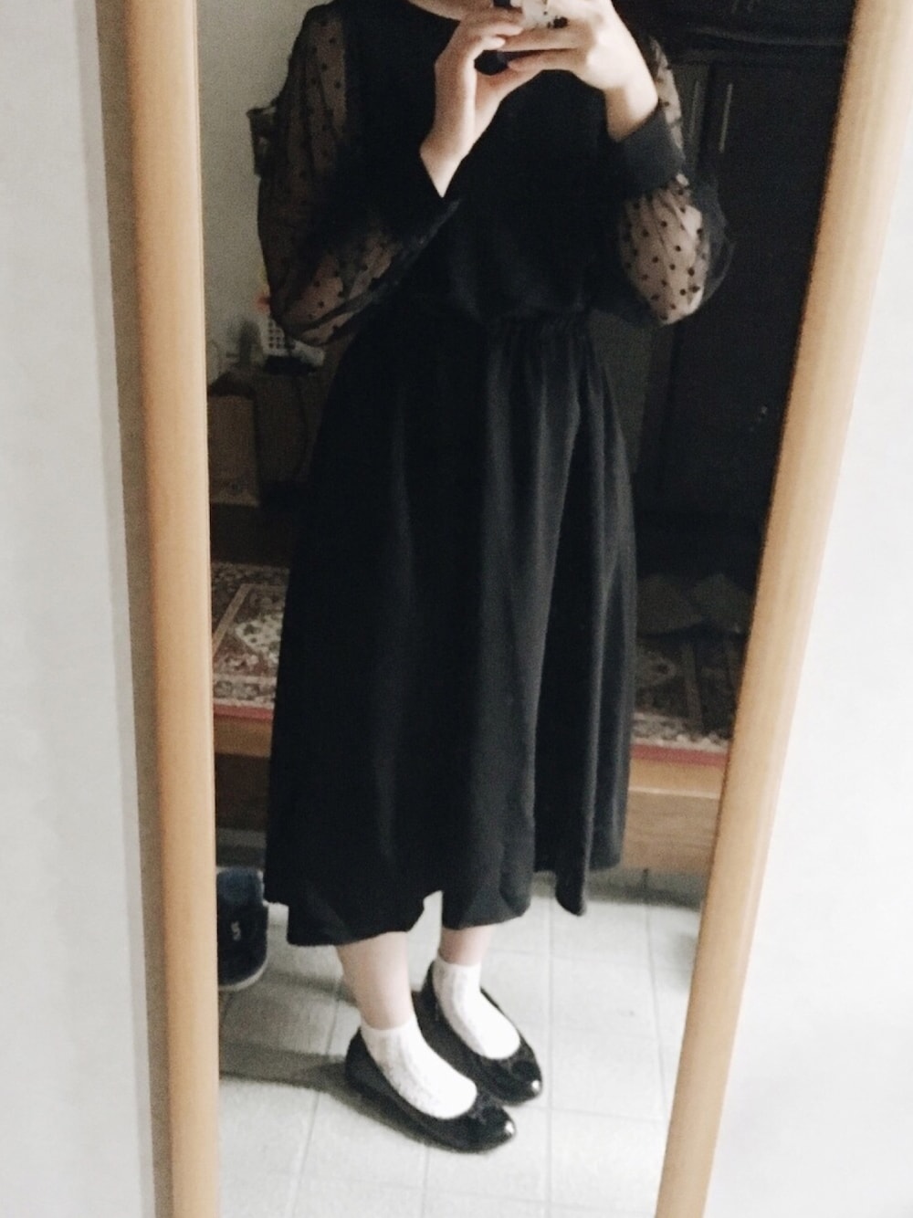「A part byの結婚式にも/OC*ドットチュールワンピース 776609 （ドレス、ブラック系）」を使った、ゆうさん（レディース・163cm）の春コーディネートの1枚目の写真