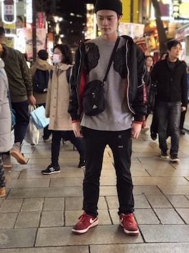 「G.V.G.V.（ジーヴィージーヴィー）のアイテム（スウェット）」を使った、Syu_guardさん（メンズ・177cm）の春コーディネート
