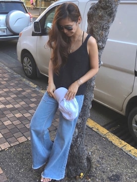 「ニットベスト」｜「アイテム（ビーチサンダル）」を使った、hiyochan＊さん（レディース・154cm）の秋コーディネート