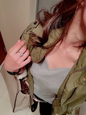 「黒パンツ」｜「アイテム（モッズコート）」を使った、hiyochan＊さん（レディース・154cm）の秋コーディネート
