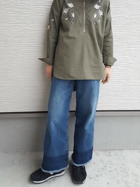 「裾フリンジ」｜HITONさん（レディース・163cm）の冬コーディネート