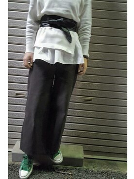 「裾シャツ」｜HITONさん（レディース・163cm）の冬コーディネート