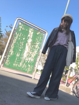 「SM2（エスエムツー）のアイテム（ライダースジャケット）」を使った、もみさん（レディース・162cm）の秋コーディネート