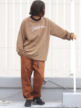 「MYne（マイン）のアイテム（Tシャツ/カットソー）」を使った、naotoさん（メンズ・172cm）の秋コーディネート