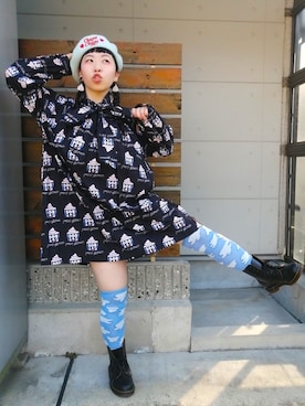 「春めきシューズ」｜「アイテム（ハンチング/ベレー帽）」を使った、すちさん（レディース・151cm）の春コーディネート