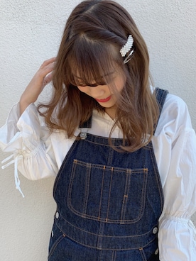 「MOUSSY（マウジー）のアイテム（サロペット/オーバーオール）」を使った、shi♡さん（レディース・153cm）の春コーディネート
