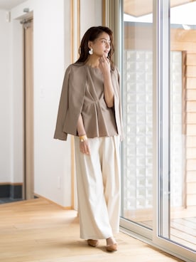 「アイテム（ノーカラージャケット）」を使った、whitecollectionさん（レディース・165cm）の春コーディネート