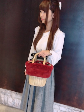 「& chouette（アンドシュエット）のアイテム（かごバッグ）」を使った、アンドシュエットららぽーと海老名さん（レディース・162cm）の秋コーディネート