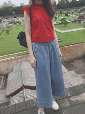 「ONLY（オンリー）のアイテム（パンツ）」を使った、千乂さん（レディース・168cm）の夏コーディネート