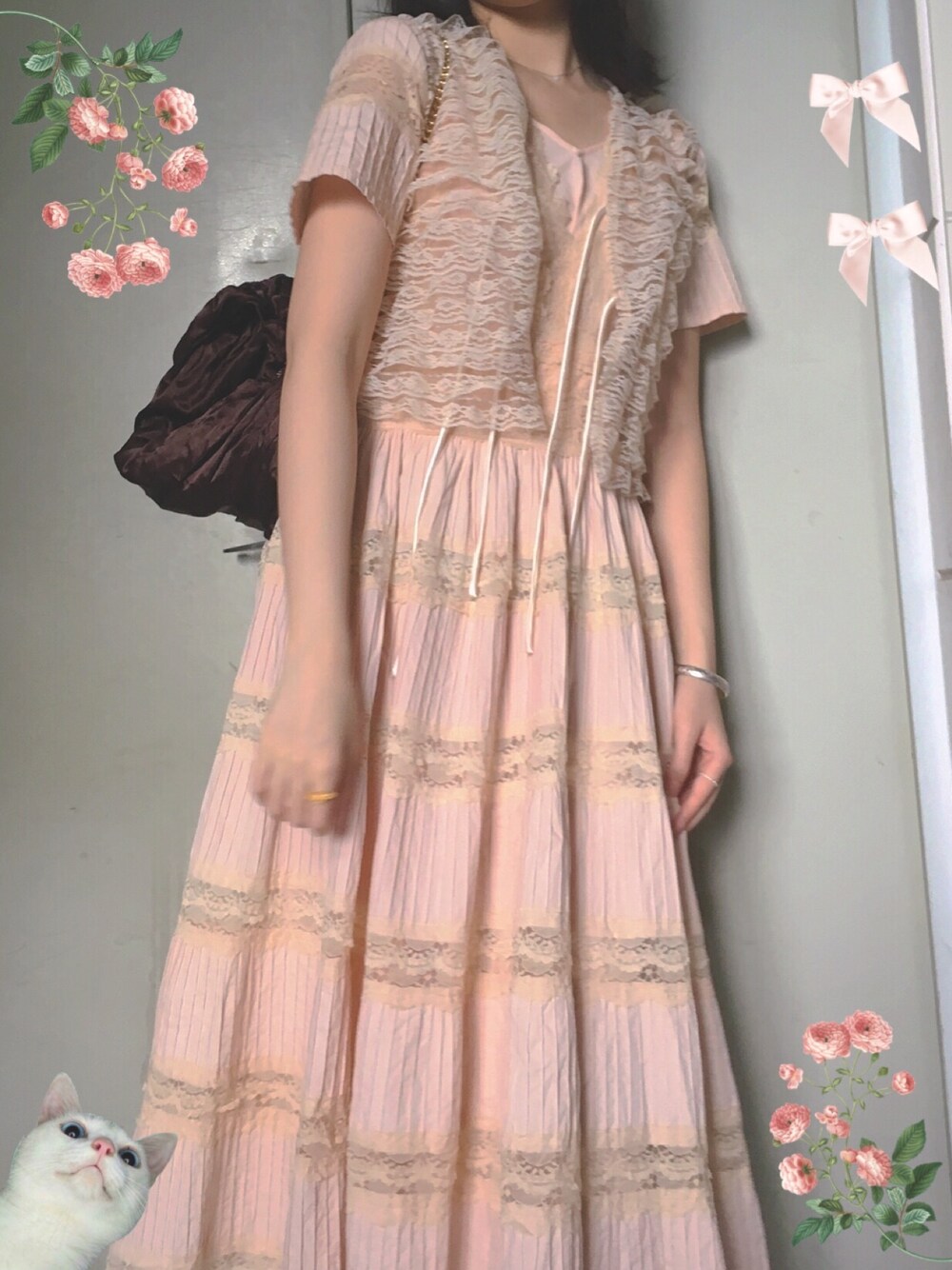 「これが私をアゲる服、vintage、vintage style、Vintage mix、vintagefashion、pink、lace」｜「VINTAGEのアイテム（スカート、ピンク系）」を使った、千乂さん（レディース・168cm）の春コーディネートの1枚目の写真