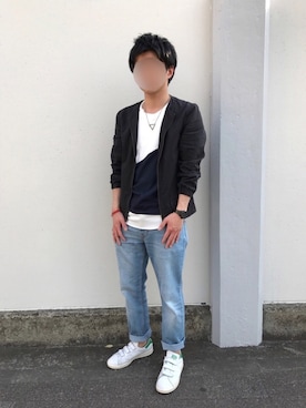 「grn（ジーアールエヌ）のアイテム（ブルゾン）」を使った、mahoto☆さん（メンズ・168cm）の春コーディネート
