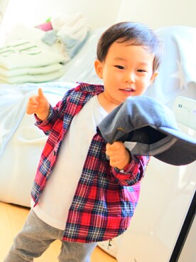 「COMME CA ISM（コムサイズム）のアイテム（その他）」を使った、ru.さん（キッズ・80cm）の秋コーディネート