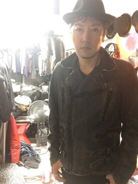 「Levi's（リーバイス）のアイテム（ライダースジャケット）」を使った、DJ KOKI ABE さん（メンズ・171cm）の夏コーディネート