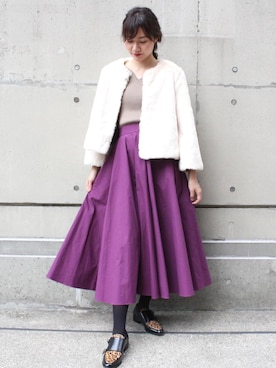 「RANDA（ランダ）のアイテム（その他アウター）」を使った、atsukoさん（レディース・168cm）の秋コーディネート
