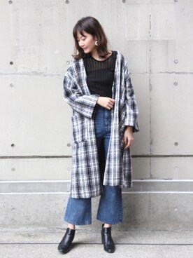 「RANDA（ランダ）のアイテム（ステンカラーコート）」を使った、atsukoさん（レディース・168cm）の冬コーディネート