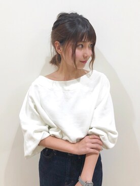 「スウェットトップス」｜「アイテム（スカート）」を使った、なかのんさん（レディース・150cm）の秋コーディネート