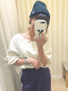 「スウェットトップス」｜「アイテム（スカート）」を使った、なかのんさん（レディース・150cm）の秋コーディネート