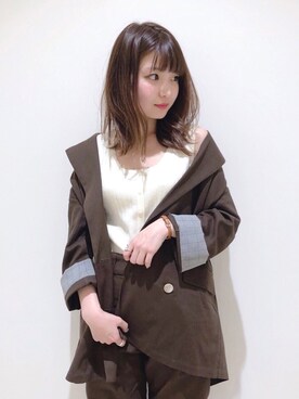 「ニットキャミソール」｜「アイテム（その他）」を使った、なかのんさん（レディース・150cm）の春コーディネート