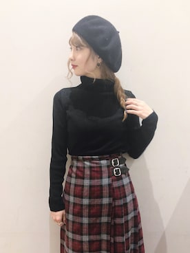 「赤チェック」｜「アイテム（その他）」を使った、なかのんさん（レディース・151cm）の秋コーディネート