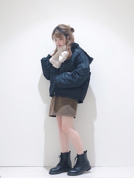 「ショートダウン」｜「アイテム（ブルゾン）」を使った、なかのんさん（レディース・151cm）の秋コーディネート