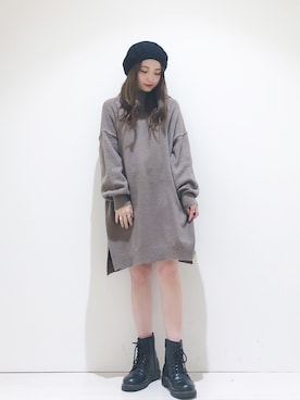 「ゆるニット」｜「アイテム（ハンチング/ベレー帽）」を使った、なかのんさん（レディース・151cm）の秋コーディネート