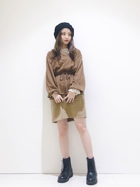「オリエンタルトラフィック」｜「アイテム（ハンチング/ベレー帽）」を使った、なかのんさん（レディース・151cm）の冬コーディネート