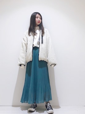 「スウエット」｜「アイテム（ブルゾン）」を使った、なかのんさん（レディース・151cm）の冬コーディネート