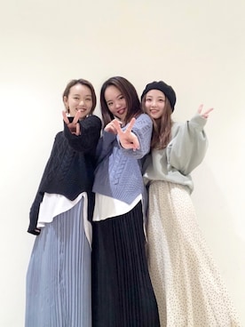 「サックスブルー」｜「アイテム（ハンチング/ベレー帽）」を使った、なかのんさん（レディース・151cm）の冬コーディネート