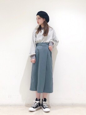 「コンバース ハイカット」｜「アイテム（ハンチング/ベレー帽）」を使った、なかのんさん（レディース・151cm）の冬コーディネート