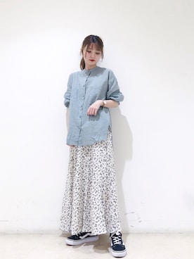 「ミントカラーシャツ」｜なかのんさん（レディース・151cm）の春コーディネート