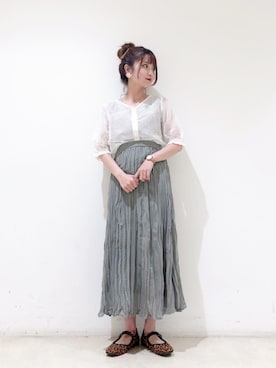 「ワッシャースカート」｜「アイテム（その他）」を使った、なかのんさん（レディース・151cm）の夏コーディネート