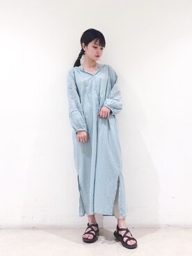 「earth music&ecology（アースミュージックアンドエコロジー）のエンブロイダリー刺繍ワンピース ＊（ワンピース）」を使った、なかのんさん（レディース・150cm）の夏コーディネート