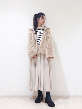 「ファーアウター」｜「アイテム（マウンテンパーカー）」を使った、なかのんさん（レディース・150cm）の秋コーディネート