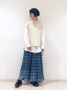 「セットアイテム」｜「アイテム（ハンチング/ベレー帽）」を使った、なかのんさん（レディース・150cm）の秋コーディネート