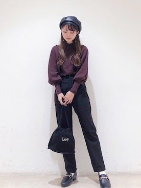 「アイテム（ハンチング/ベレー帽）」を使った、なかのんさん（レディース・150cm）の秋コーディネート