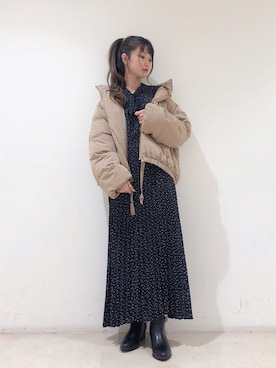 「ボウタイ」｜「アイテム（その他アウター）」を使った、なかのんさん（レディース・150cm）の冬コーディネート