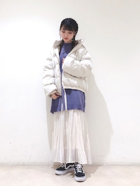 「ワッシャースカート」｜「アイテム（その他アウター）」を使った、なかのんさん（レディース・150cm）の冬コーディネート