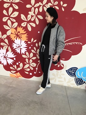 「ジーナシス」｜「アイテム（ハンチング/ベレー帽）」を使った、YUKAさん（レディース・164cm）の春コーディネート