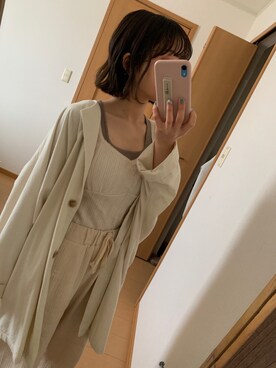 「LOWRYS FARM（ローリーズファーム）のアイテム（トップス、ベージュ系）」を使った、ダヨネさん（レディース・148cm）の春コーディネート