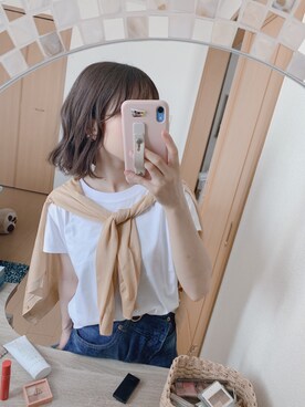「UNIQLO（ユニクロ）のアイテム（カーディガン/ボレロ、イエロー系）」を使った、ダヨネさん（レディース・148cm）の夏コーディネート