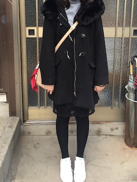 「one way（ワンウェイ）のアイテム（ダッフルコート）」を使った、ERIKAさん（レディース・160cm）の冬コーディネート