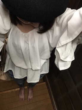 「NICE CLAUP（ナイスクラップ）のアイテム（ハンチング/ベレー帽）」を使った、ERIKAさん（レディース・160cm）の夏コーディネート