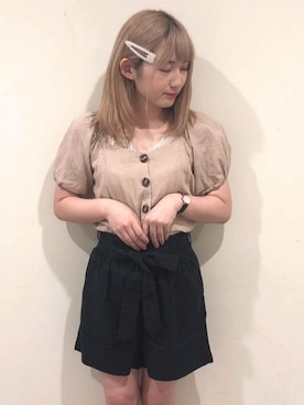 「スクエアネック(ネック)」｜OLIVEdesOLIVEさん（レディース・165cm）の夏コーディネート
